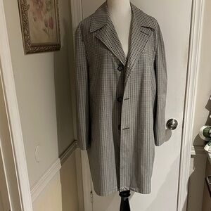 Elegant Men's Houndstooth Trench Coat